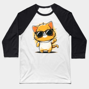 Cute ginger cat wearing sunglasses Baseball T-Shirt